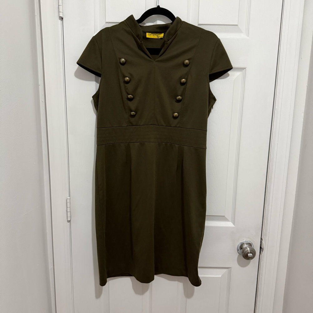 Structured Military-Style Olive Dress